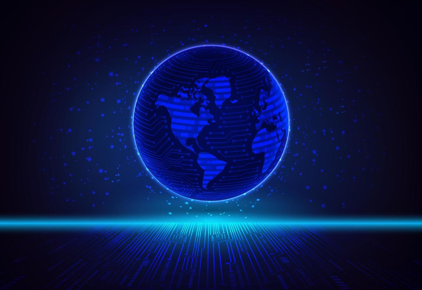 Modern Holographic Globe on Technology Background vector