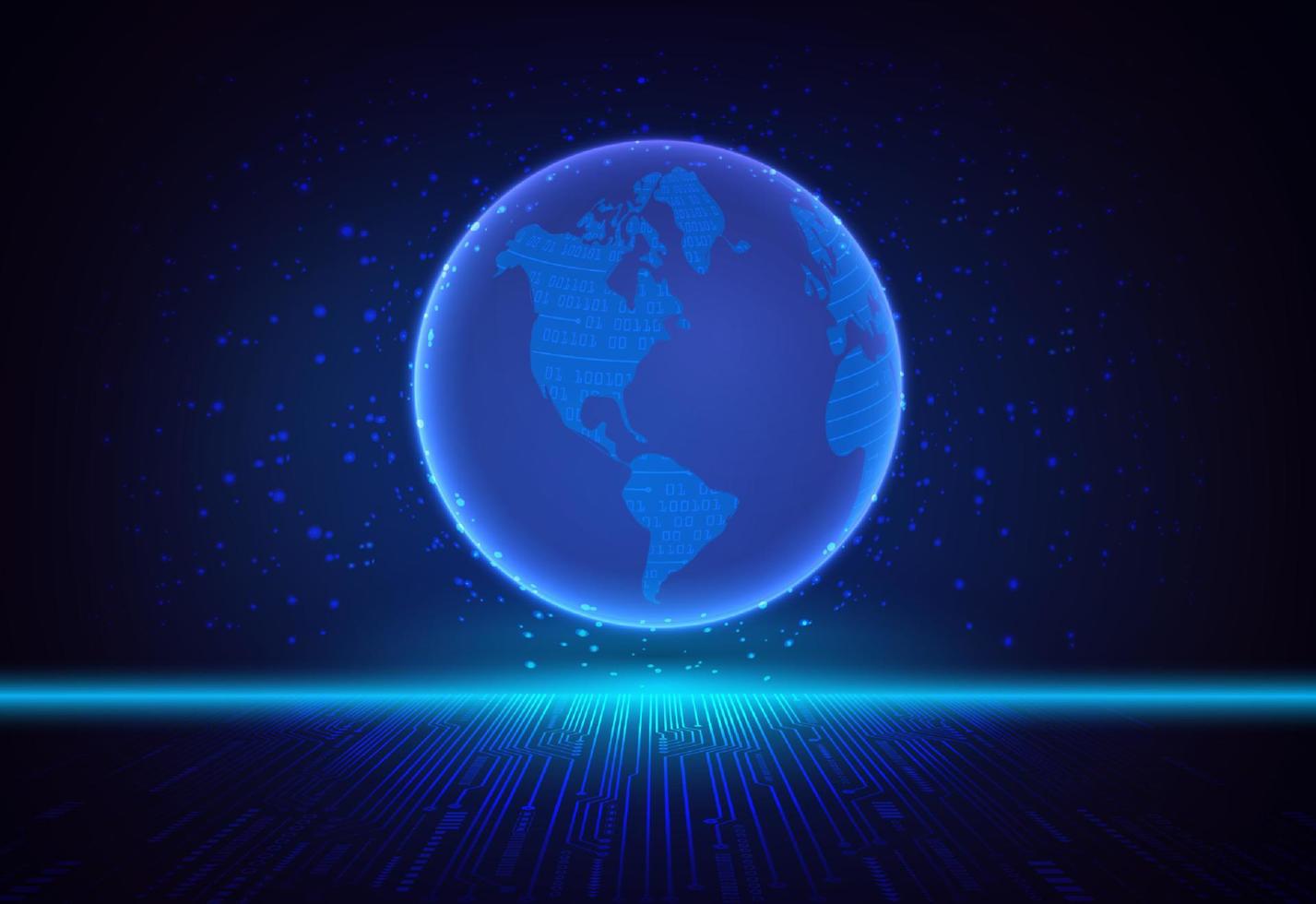 Modern Holographic Globe on Technology Background vector