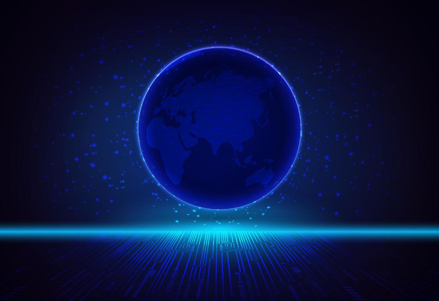 Modern Holographic Globe on Technology Background vector