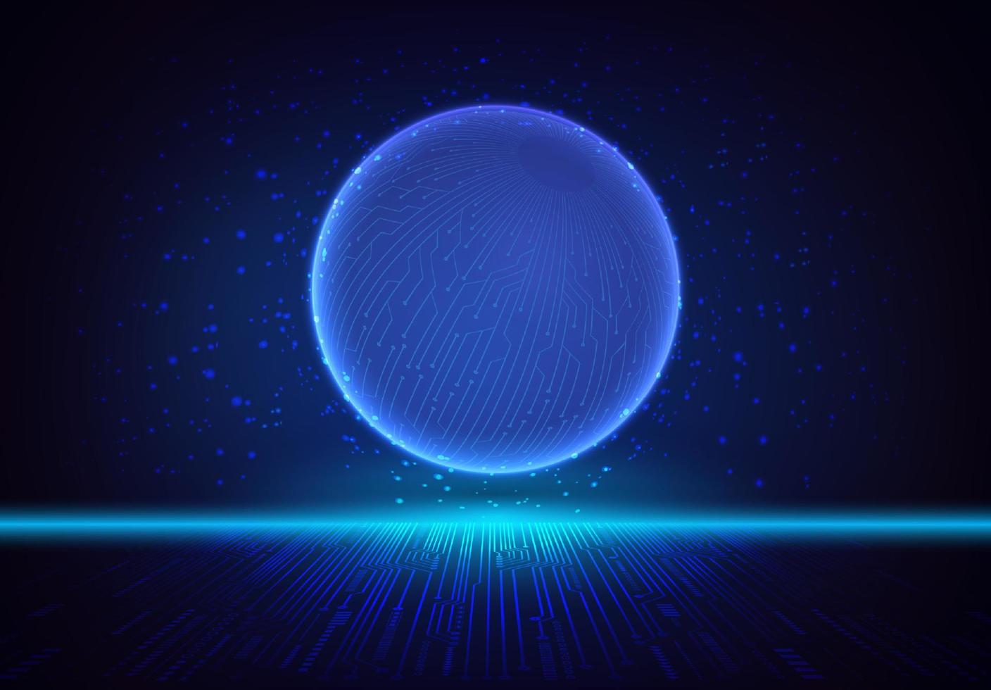 Modern Holographic Globe on Technology Background vector