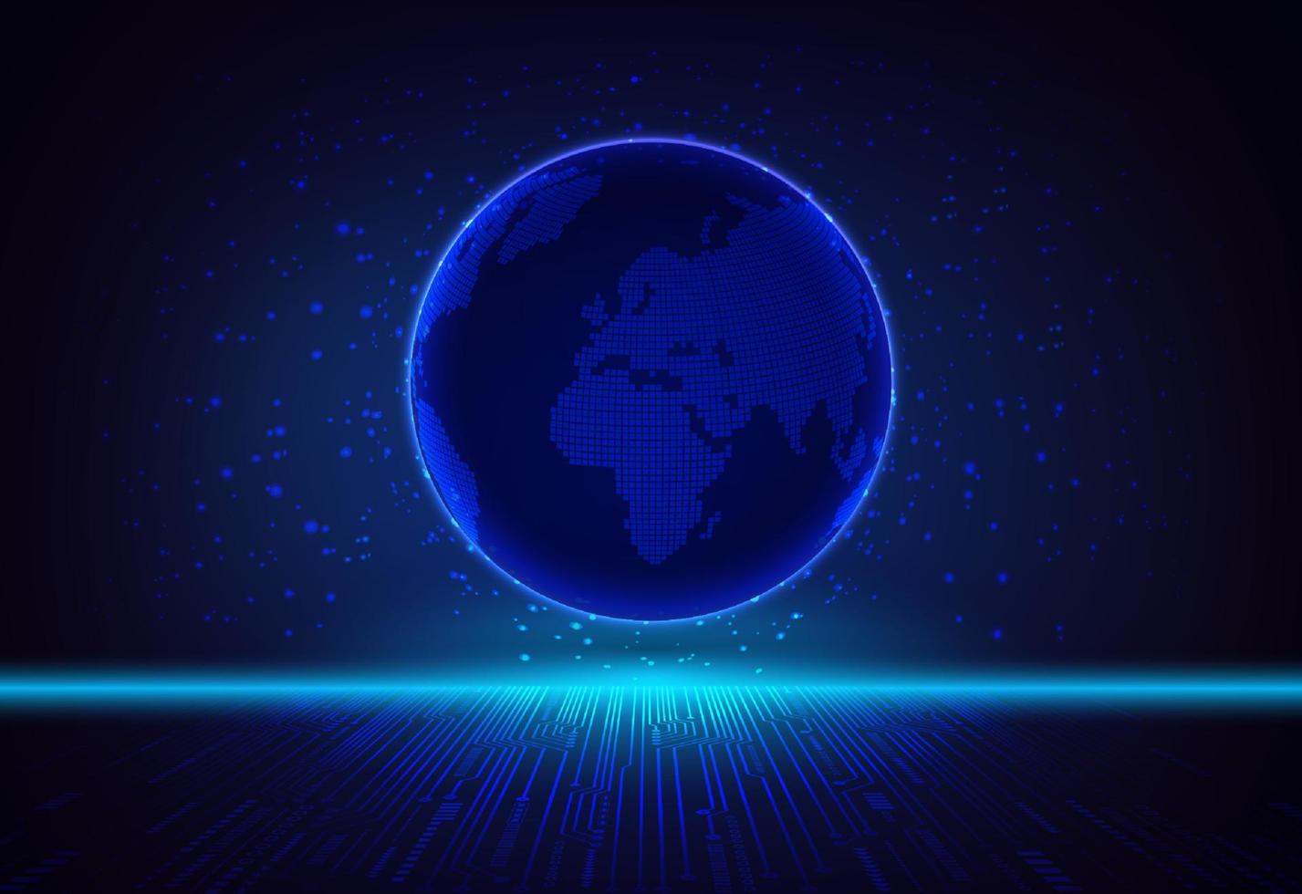 Modern Holographic Globe on Technology Background vector