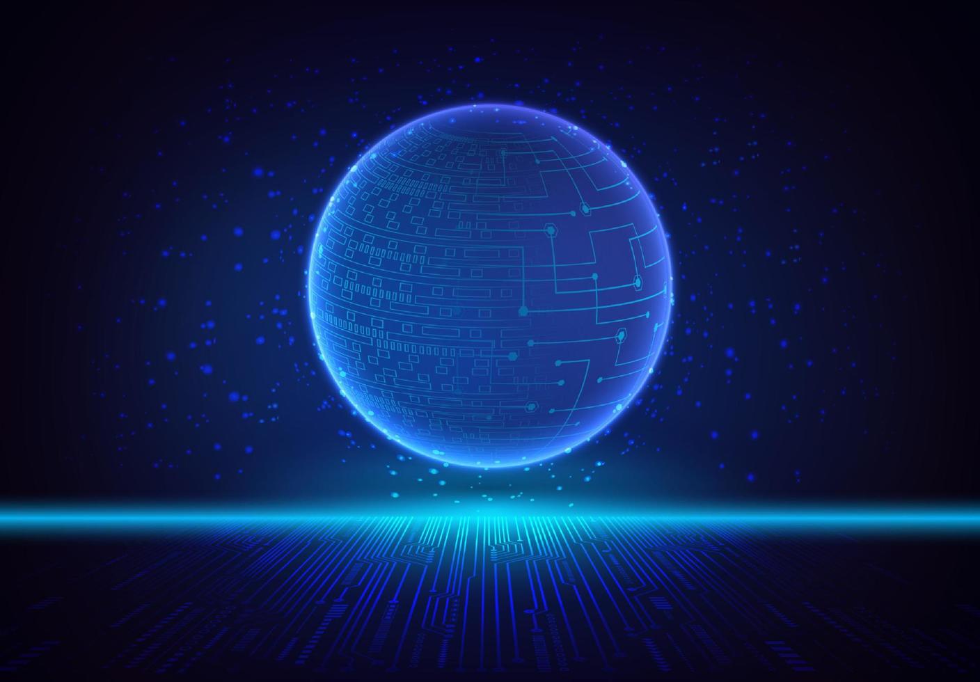 Modern Holographic Globe on Technology Background vector