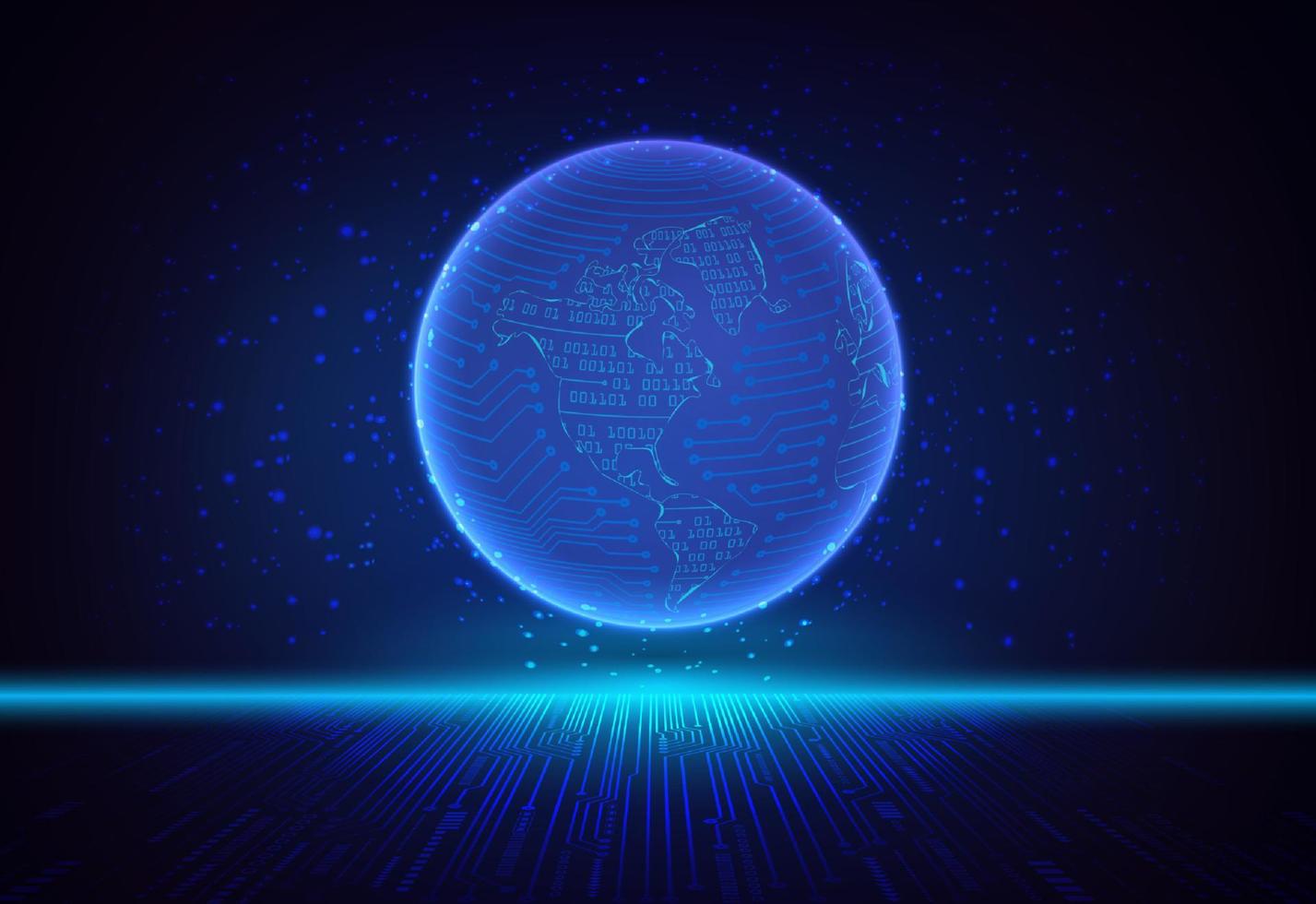 Modern Holographic Globe on Technology Background vector