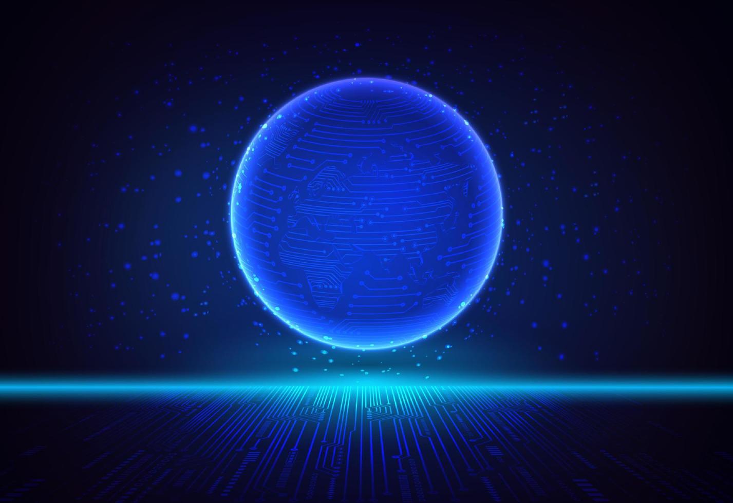 Modern Holographic Globe on Technology Background vector
