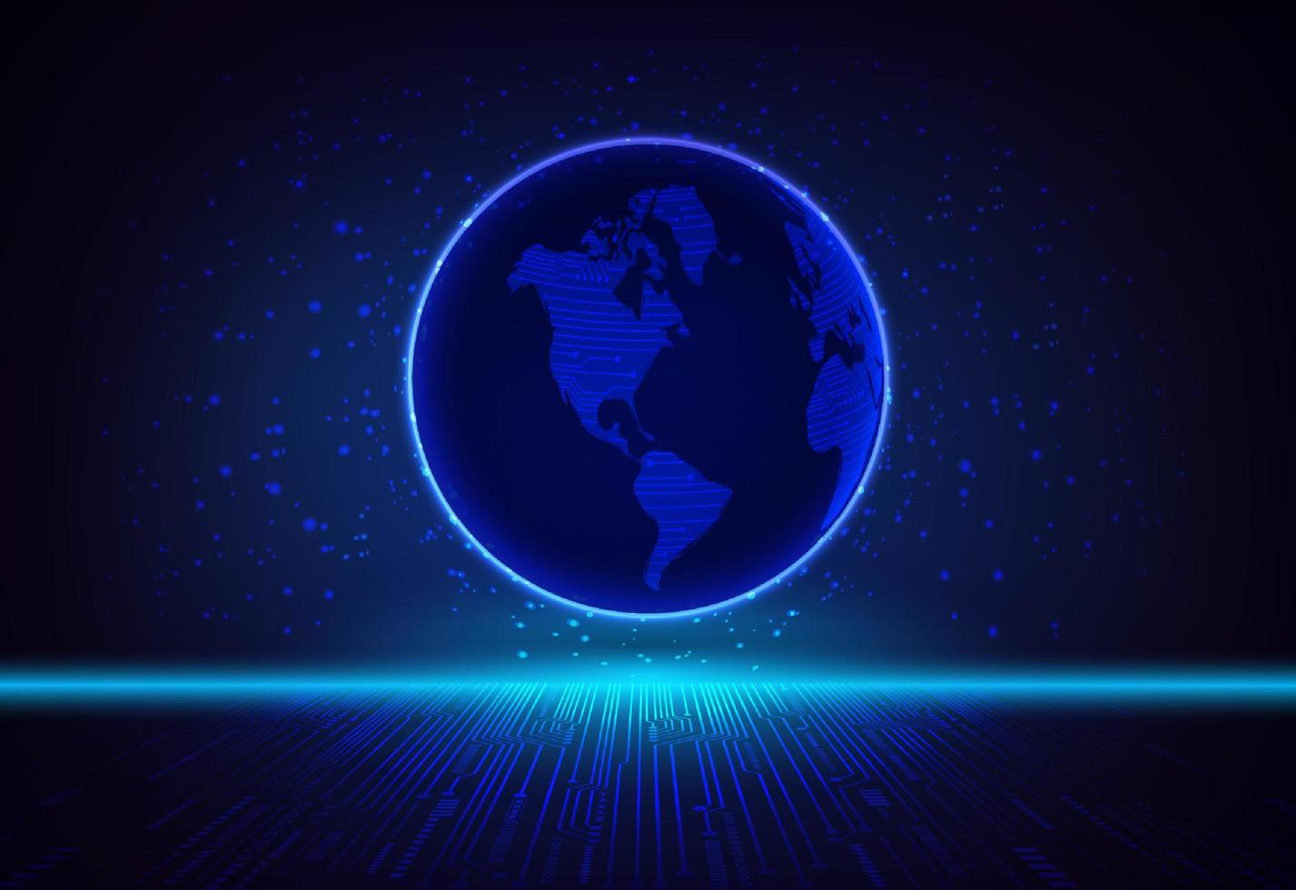 Modern Holographic Globe on Technology Background vector