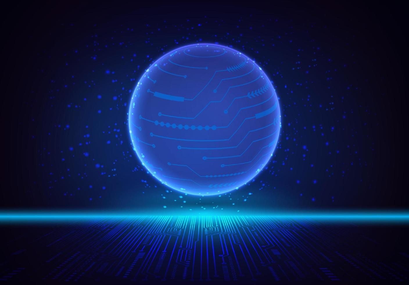 Modern Holographic Globe on Technology Background vector