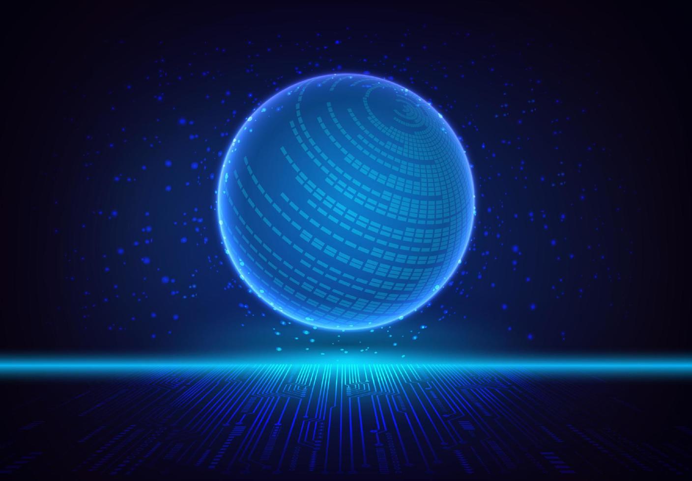 Modern Holographic Globe on Technology Background vector