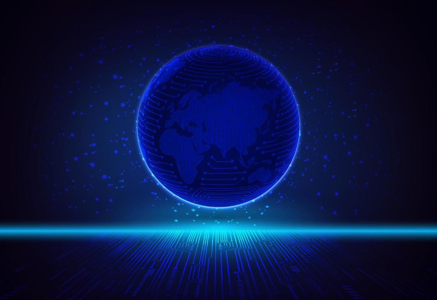 Modern Holographic Globe on Technology Background vector