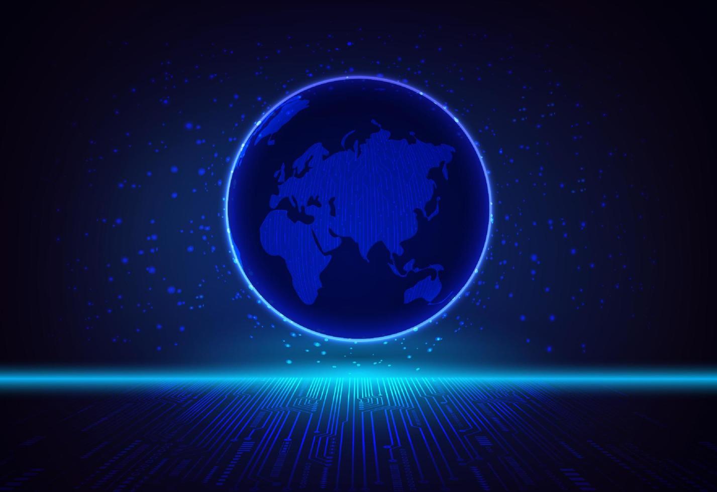 Modern Holographic Globe on Technology Background vector