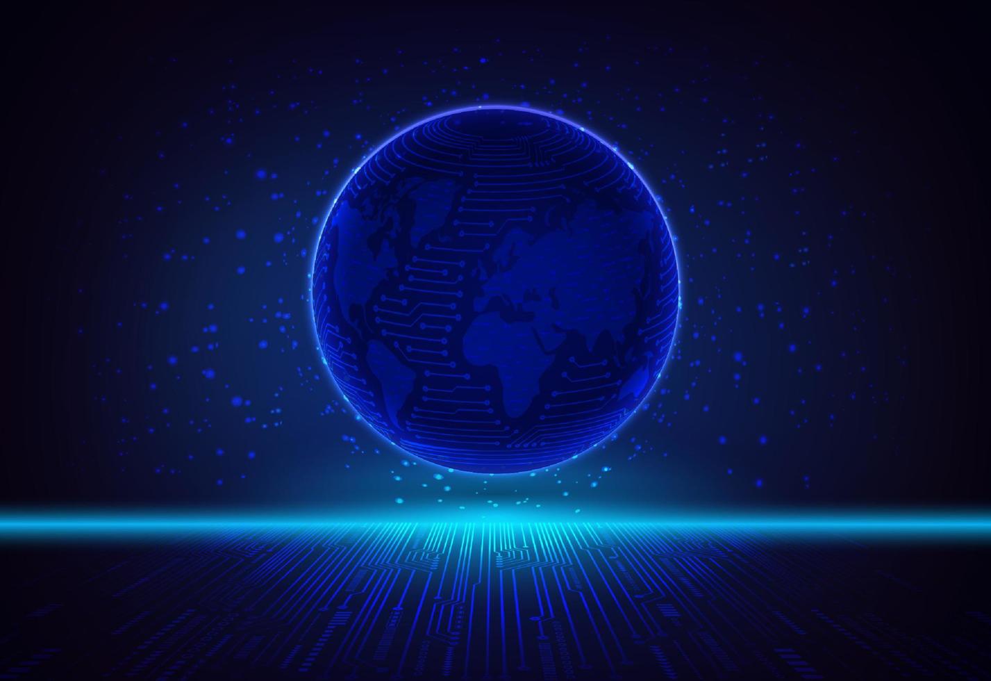 Modern Holographic Globe on Technology Background vector