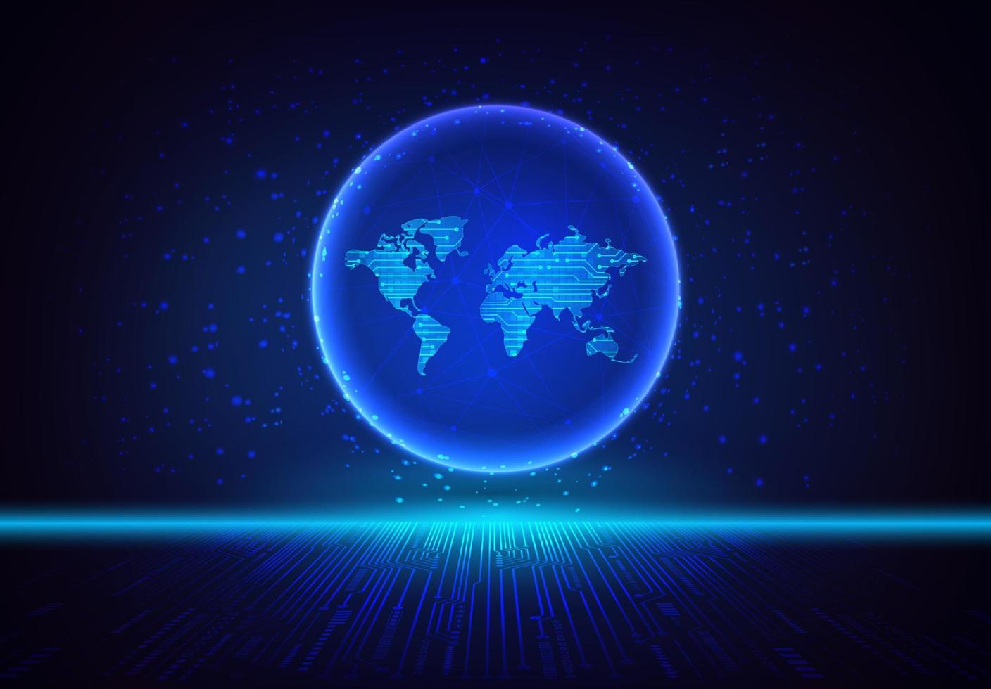 Modern Holographic Globe on Technology Background vector