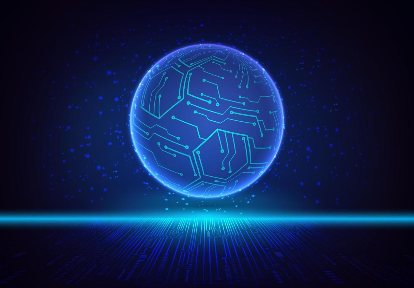 Modern Holographic Globe on Technology Background vector