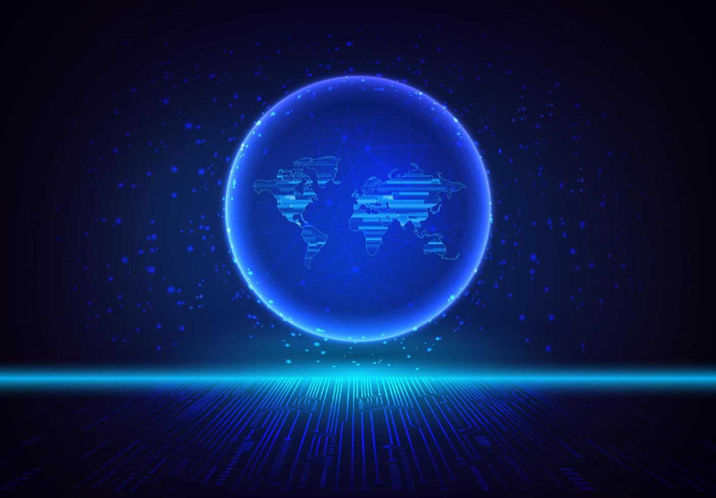 Modern Holographic Globe on Technology Background vector