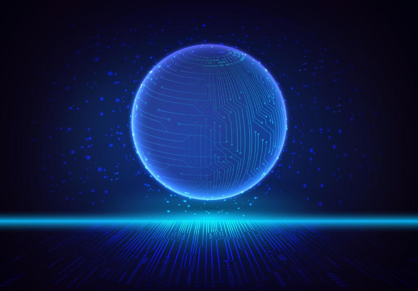 Modern Holographic Globe on Technology Background vector