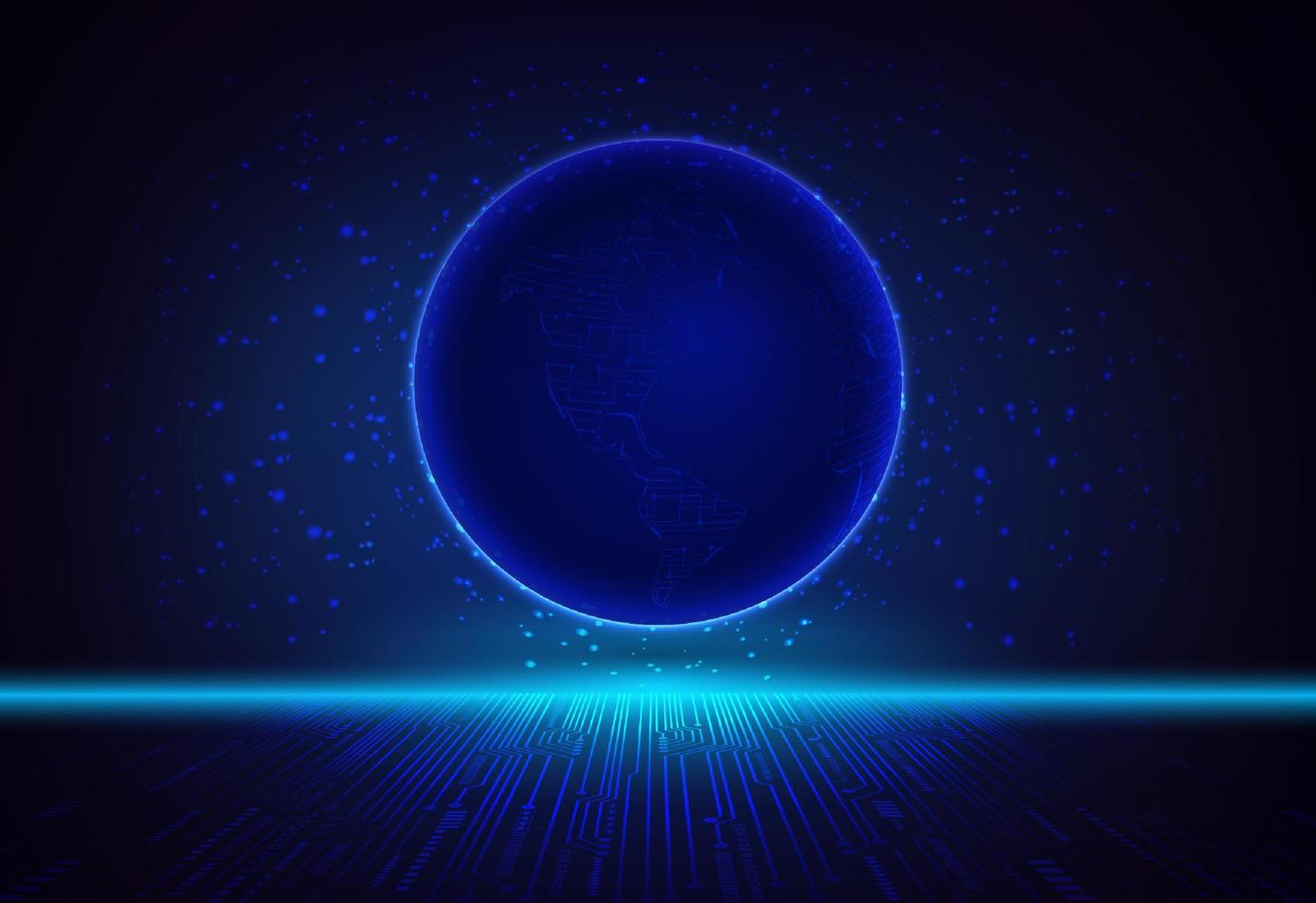 Modern Holographic Globe on Technology Background vector