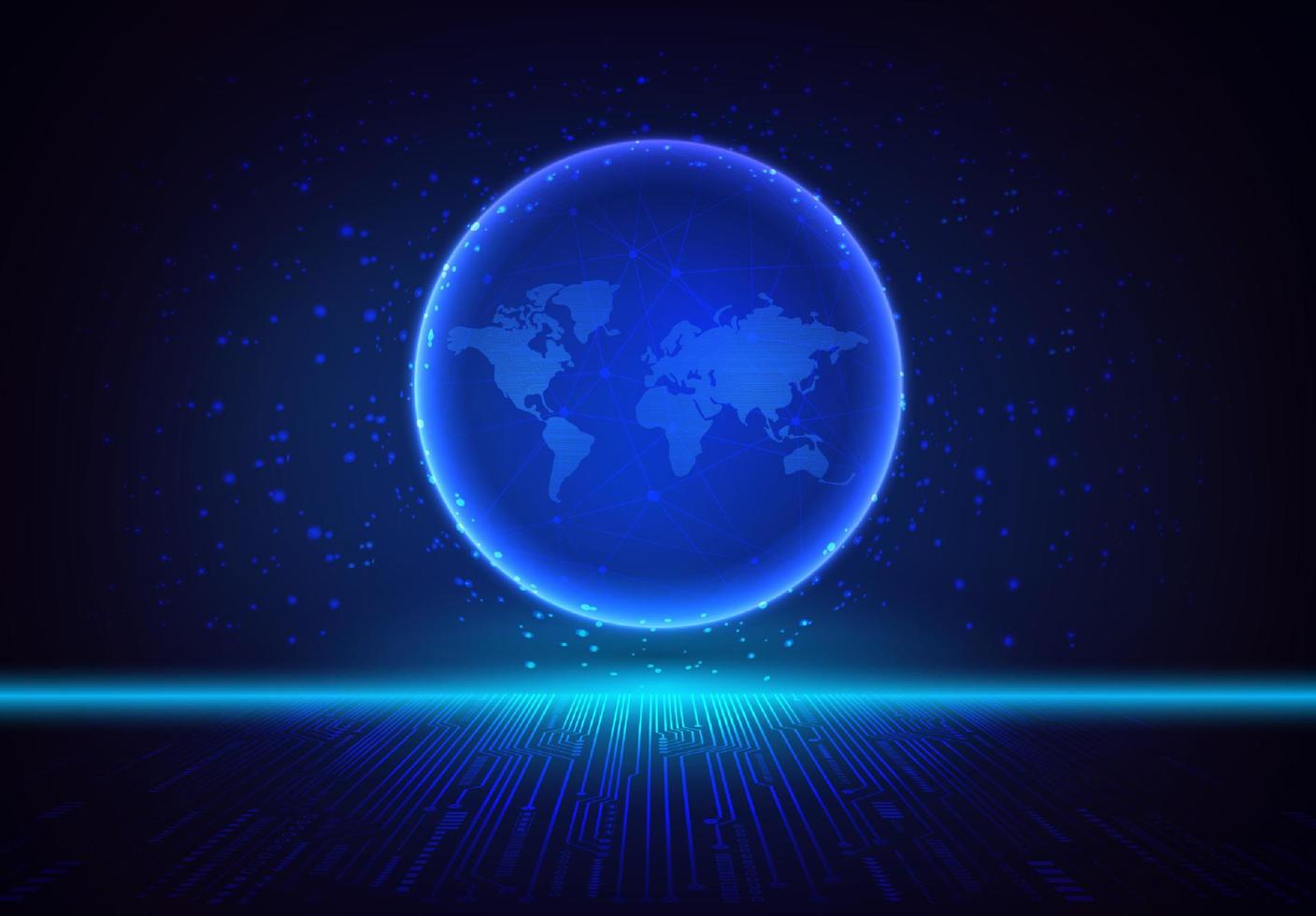 Modern Holographic Globe on Technology Background vector