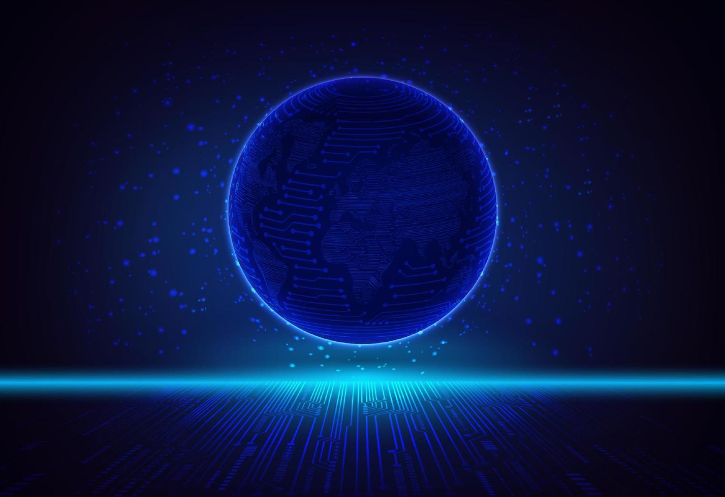 Modern Holographic Globe on Technology Background vector