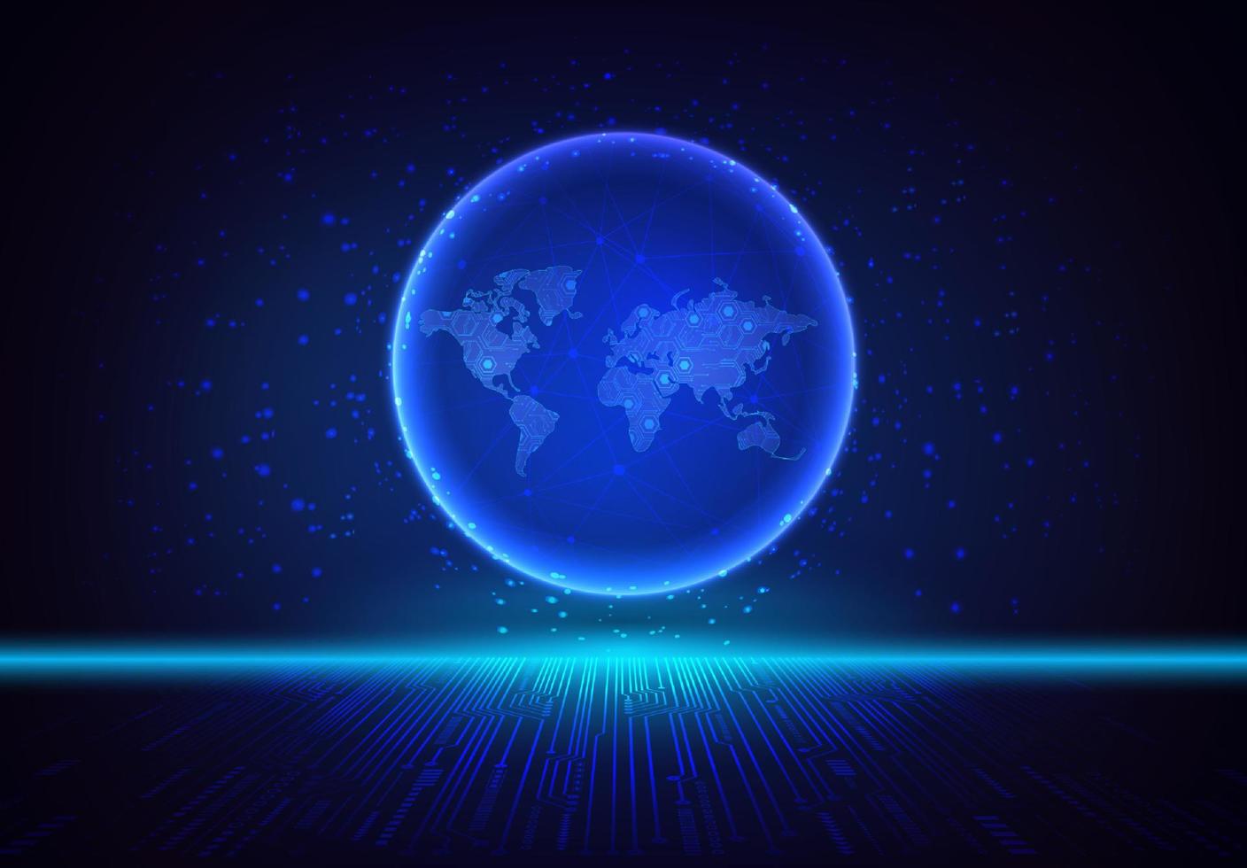 Modern Holographic Globe on Technology Background vector