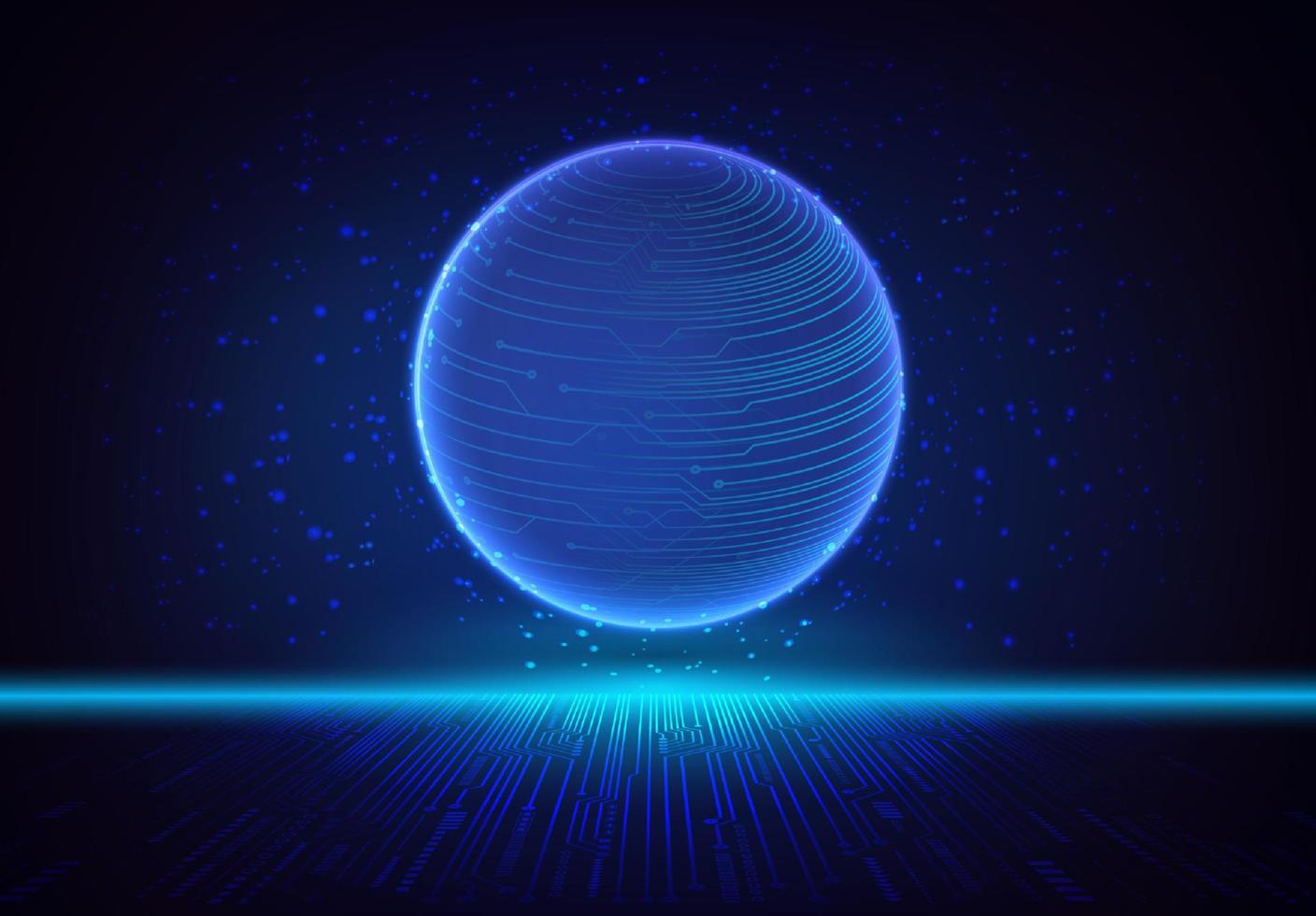 Modern Holographic Globe on Technology Background vector