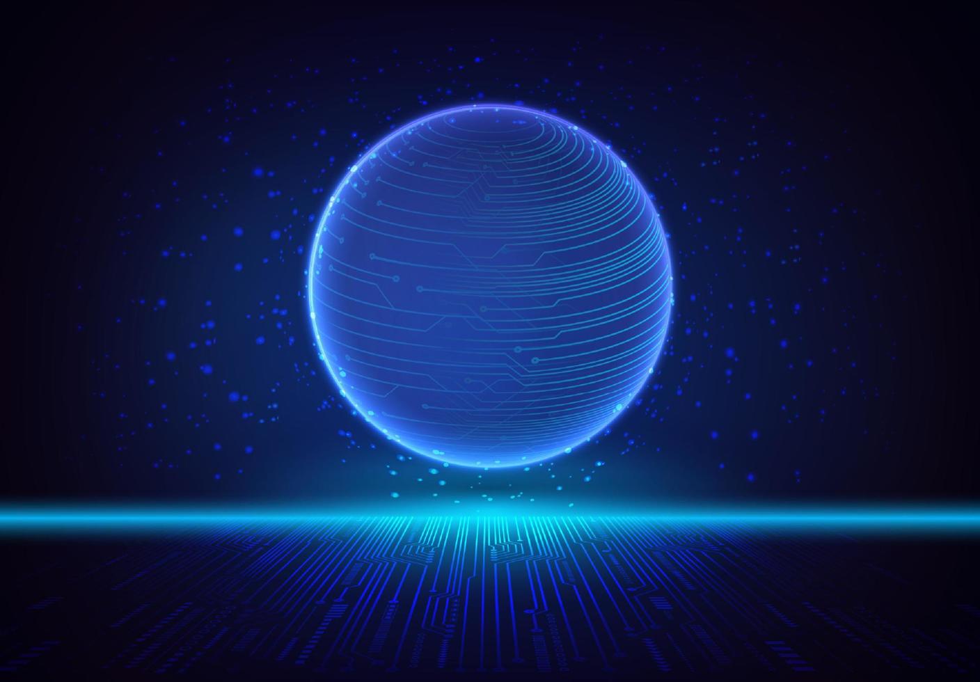 Modern Holographic Globe on Technology Background vector