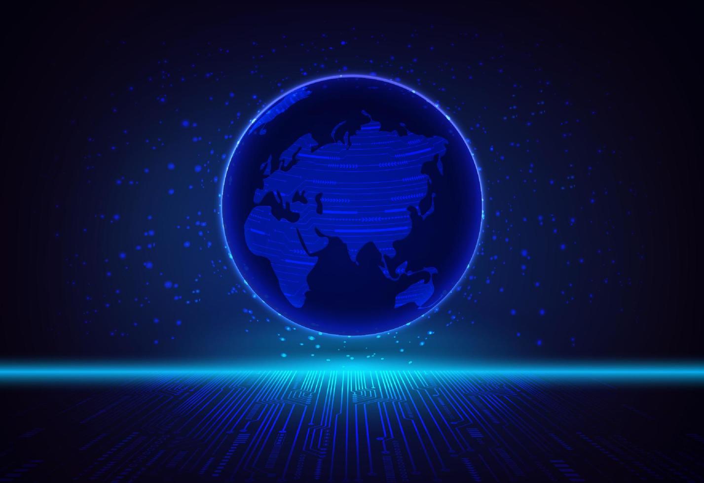 Modern Holographic Globe on Technology Background vector