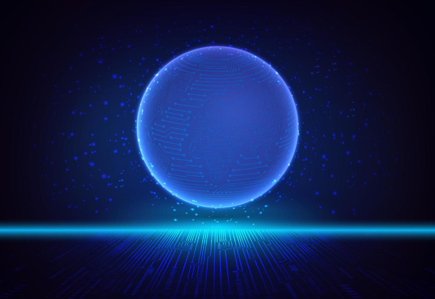 Modern Holographic Globe on Technology Background vector