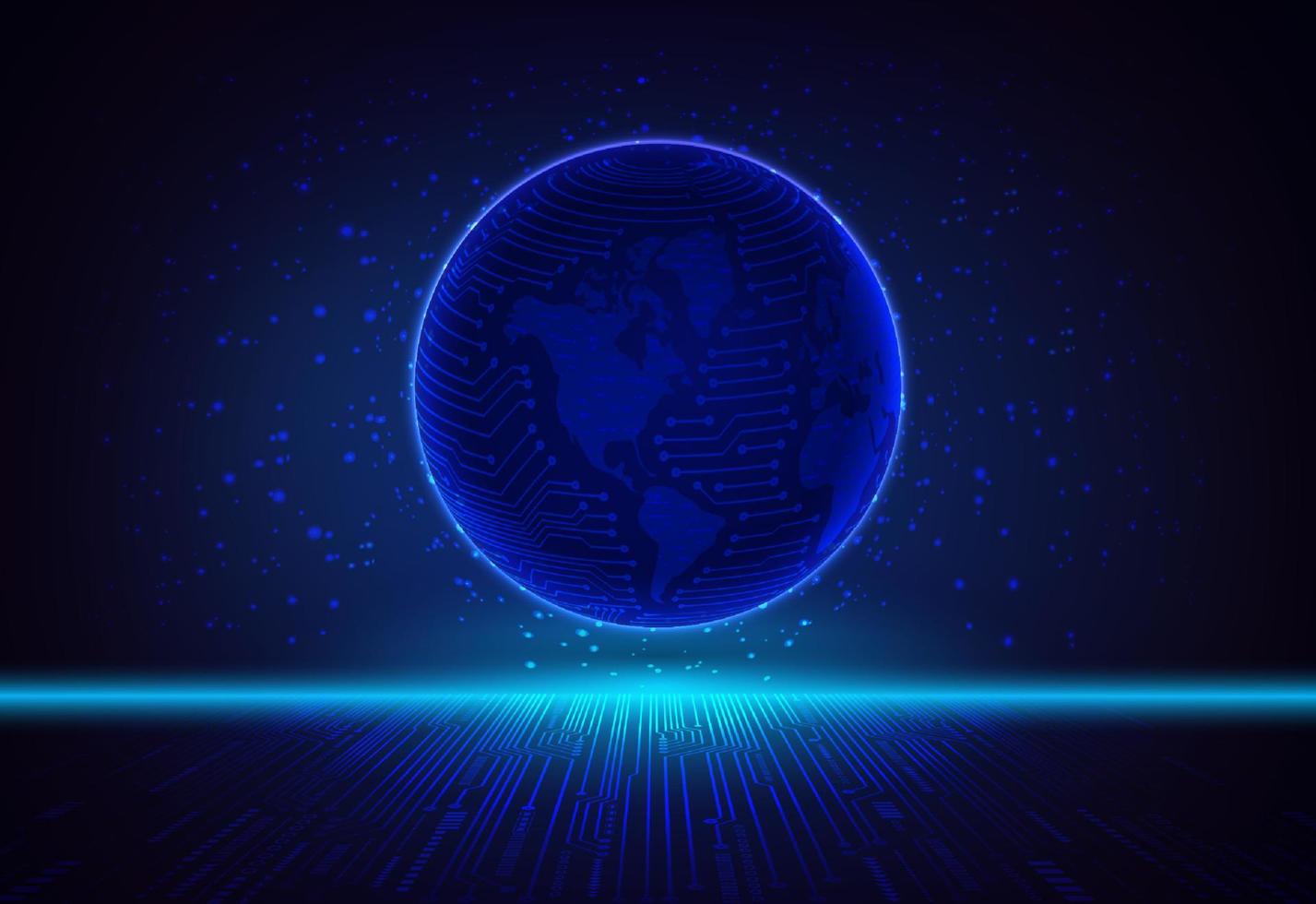 Modern Holographic Globe on Technology Background vector