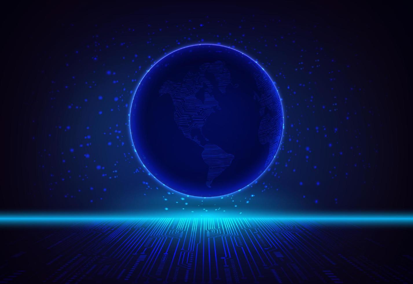 Modern Holographic Globe on Technology Background vector