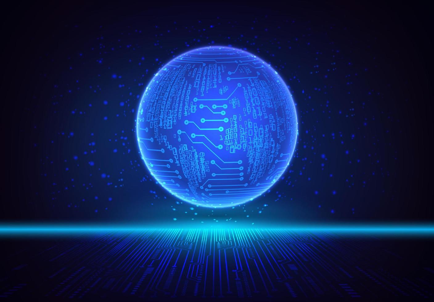 Modern Holographic Globe on Technology Background vector