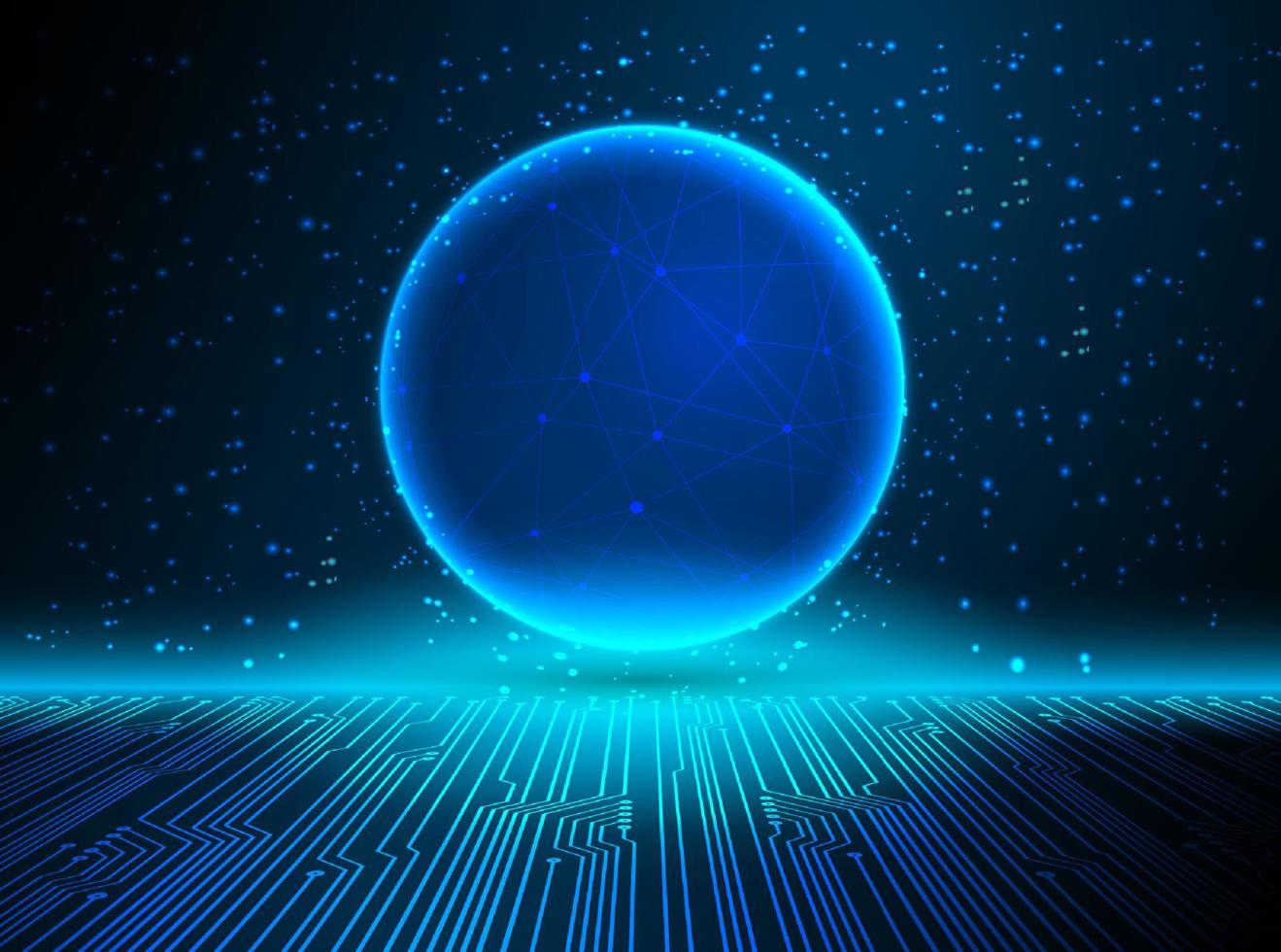 Modern Holographic Globe on Technology Background vector