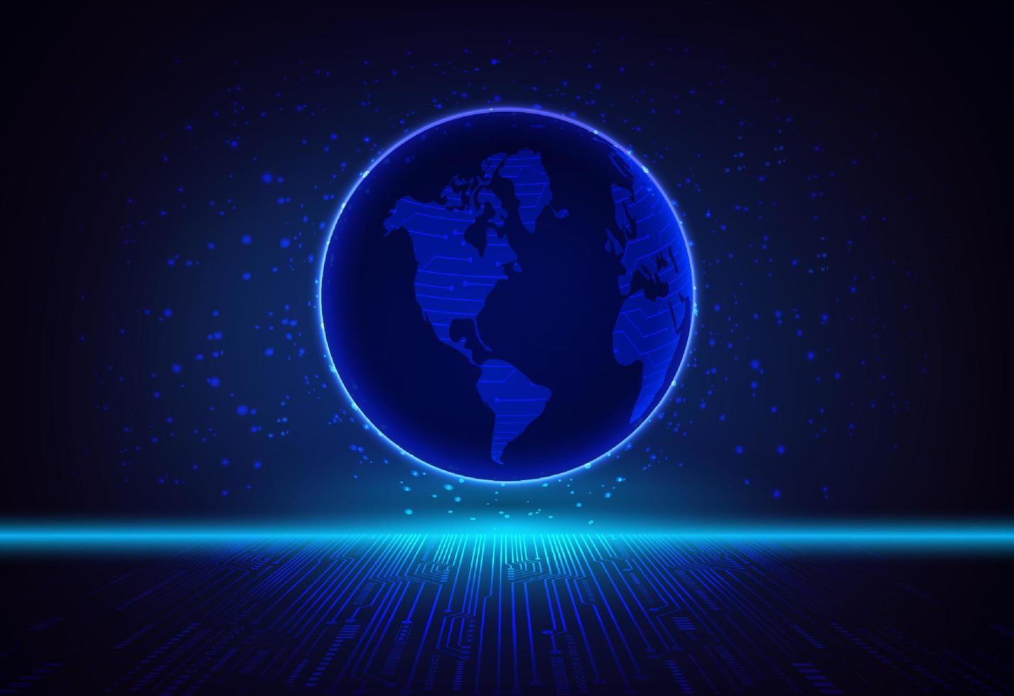 Modern Holographic Globe on Technology Background vector