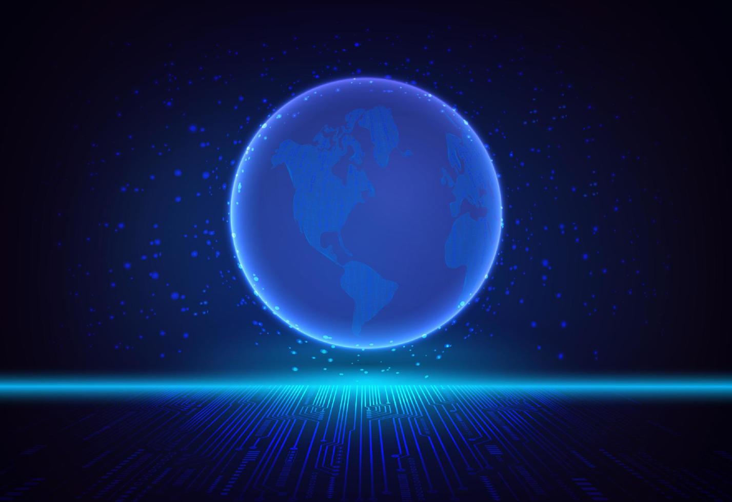 Modern Holographic Globe on Technology Background vector