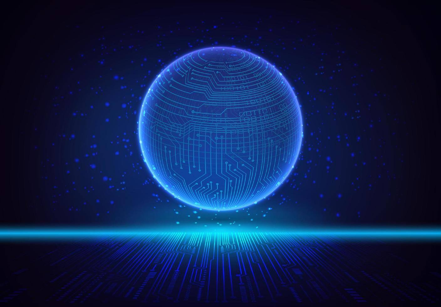 Modern Holographic Globe on Technology Background vector