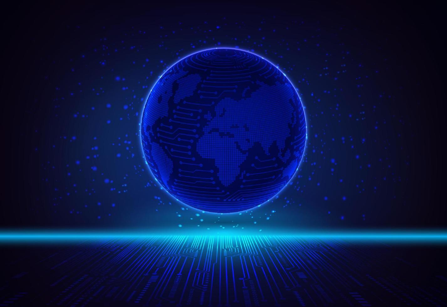 Modern Holographic Globe on Technology Background vector