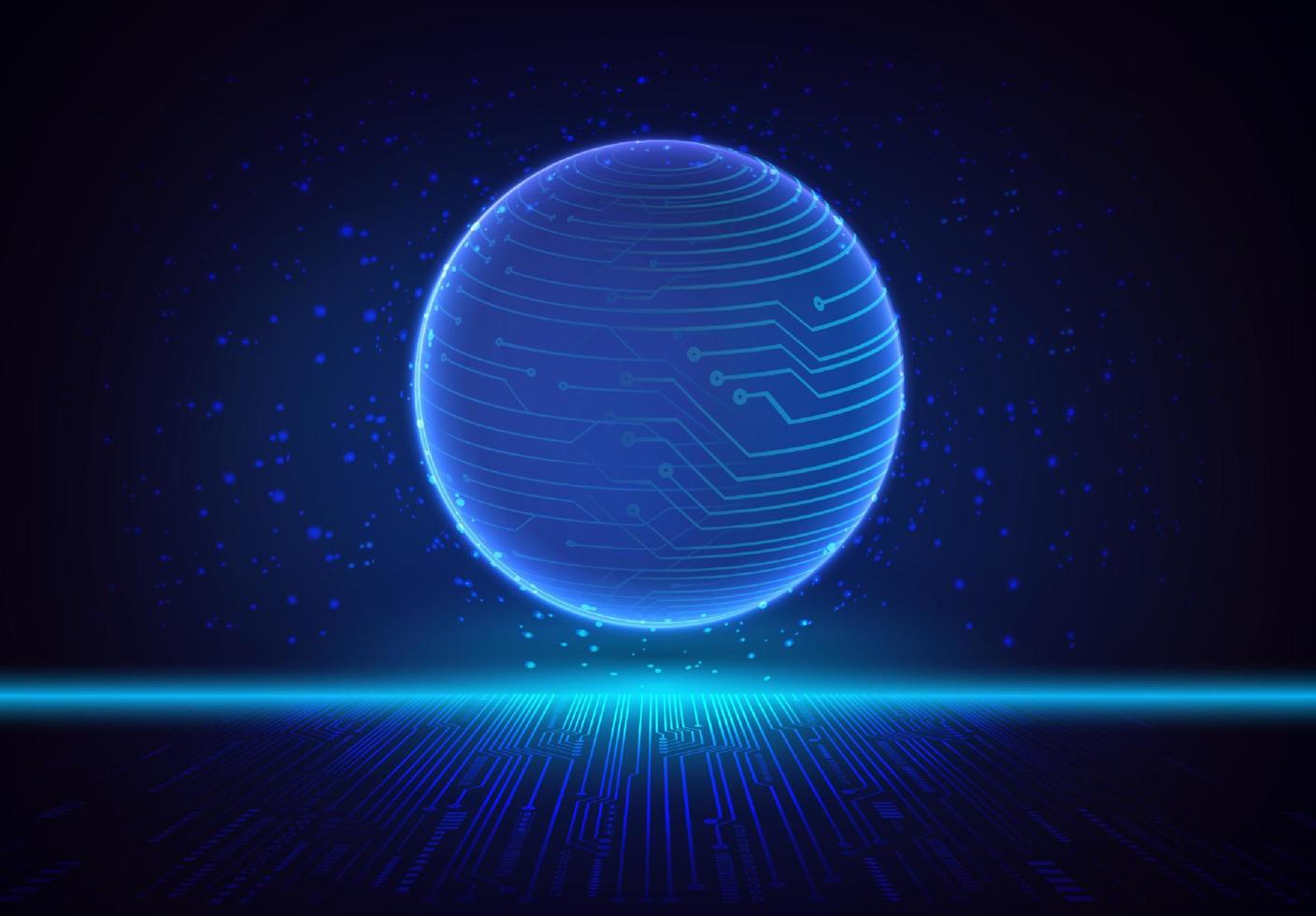 Modern Holographic Globe on Technology Background vector