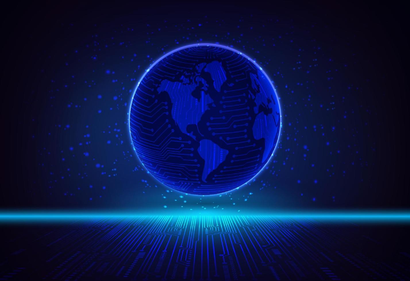 Modern Holographic Globe on Technology Background vector