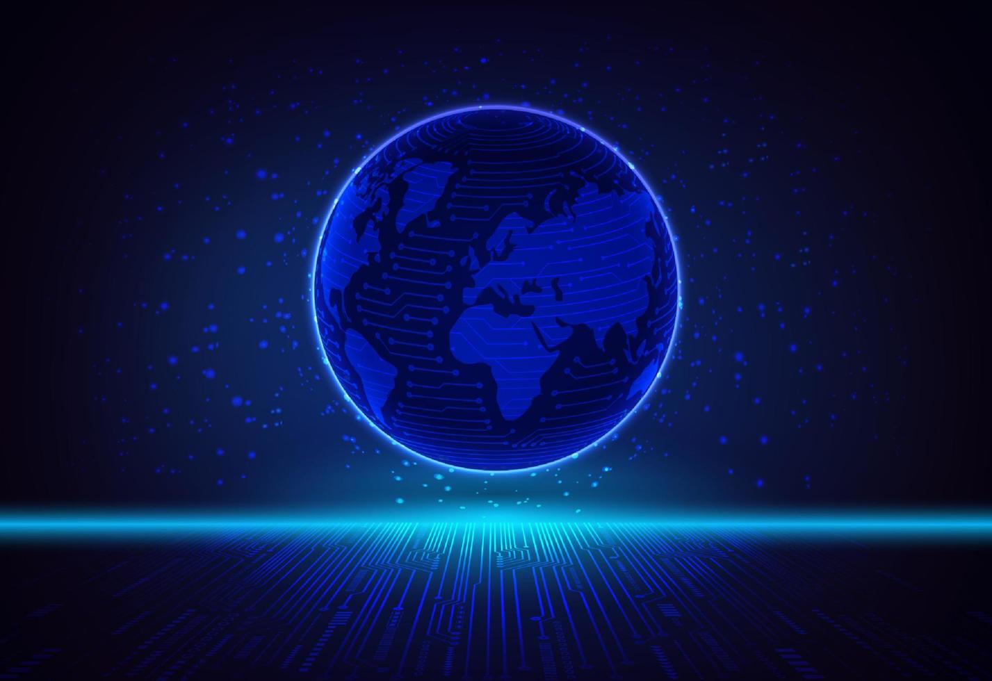 Modern Holographic Globe on Technology Background vector