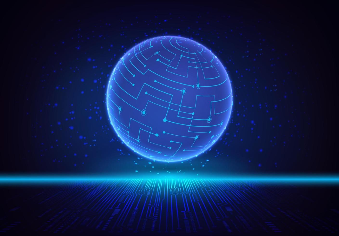 Modern Holographic Globe on Technology Background vector