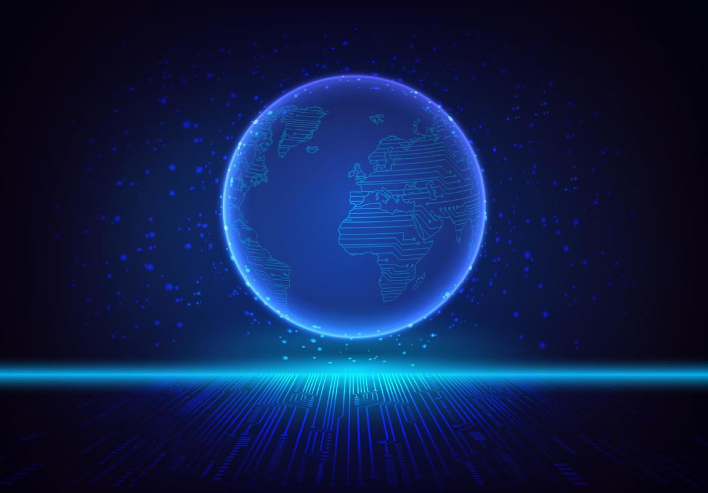 Modern Holographic Globe on Technology Background vector