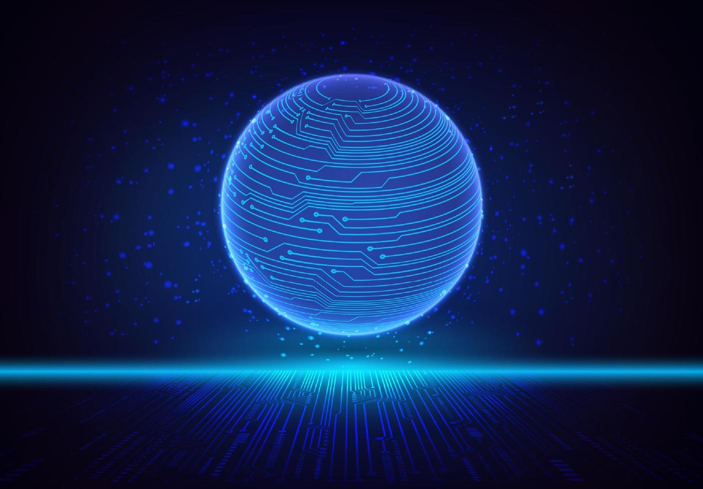 Modern Holographic Globe on Technology Background vector