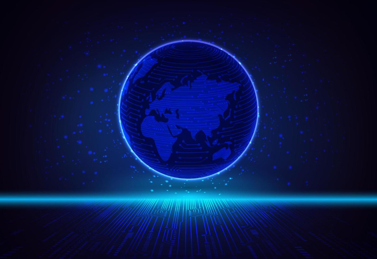 Modern Holographic Globe on Technology Background vector