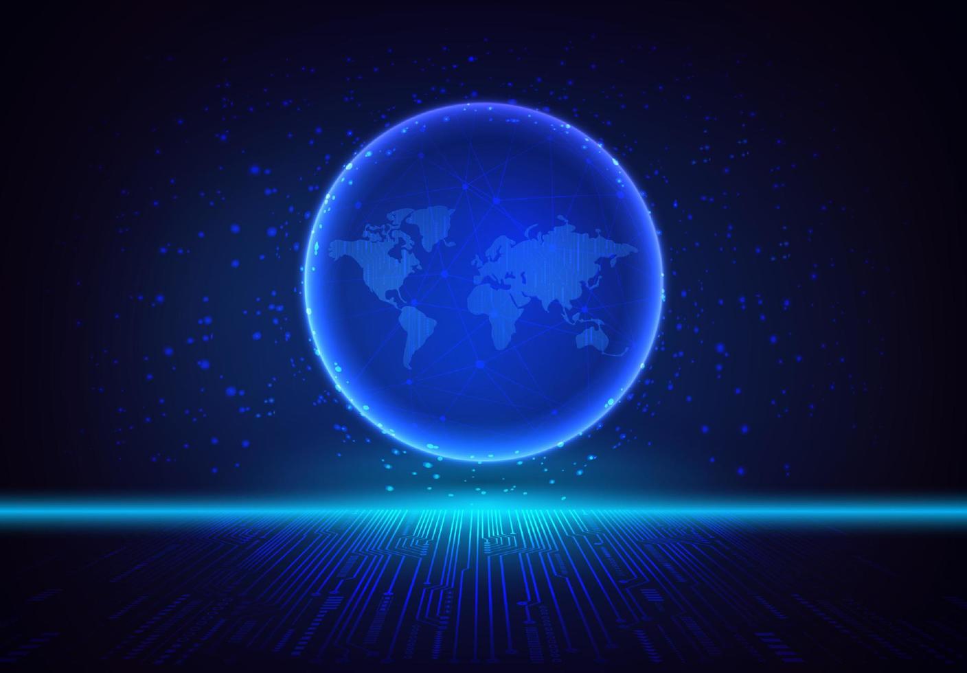 Modern Holographic Globe on Technology Background vector