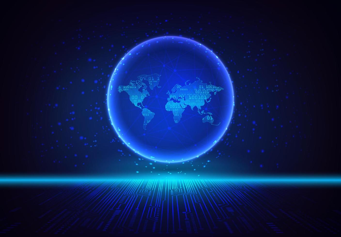 Modern Holographic Globe on Technology Background vector