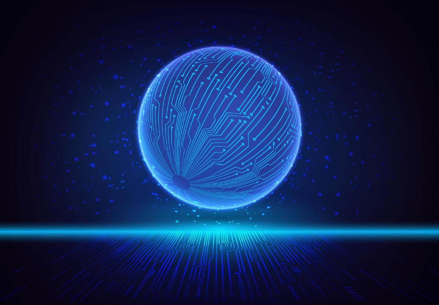 Modern Holographic Globe on Technology Background vector