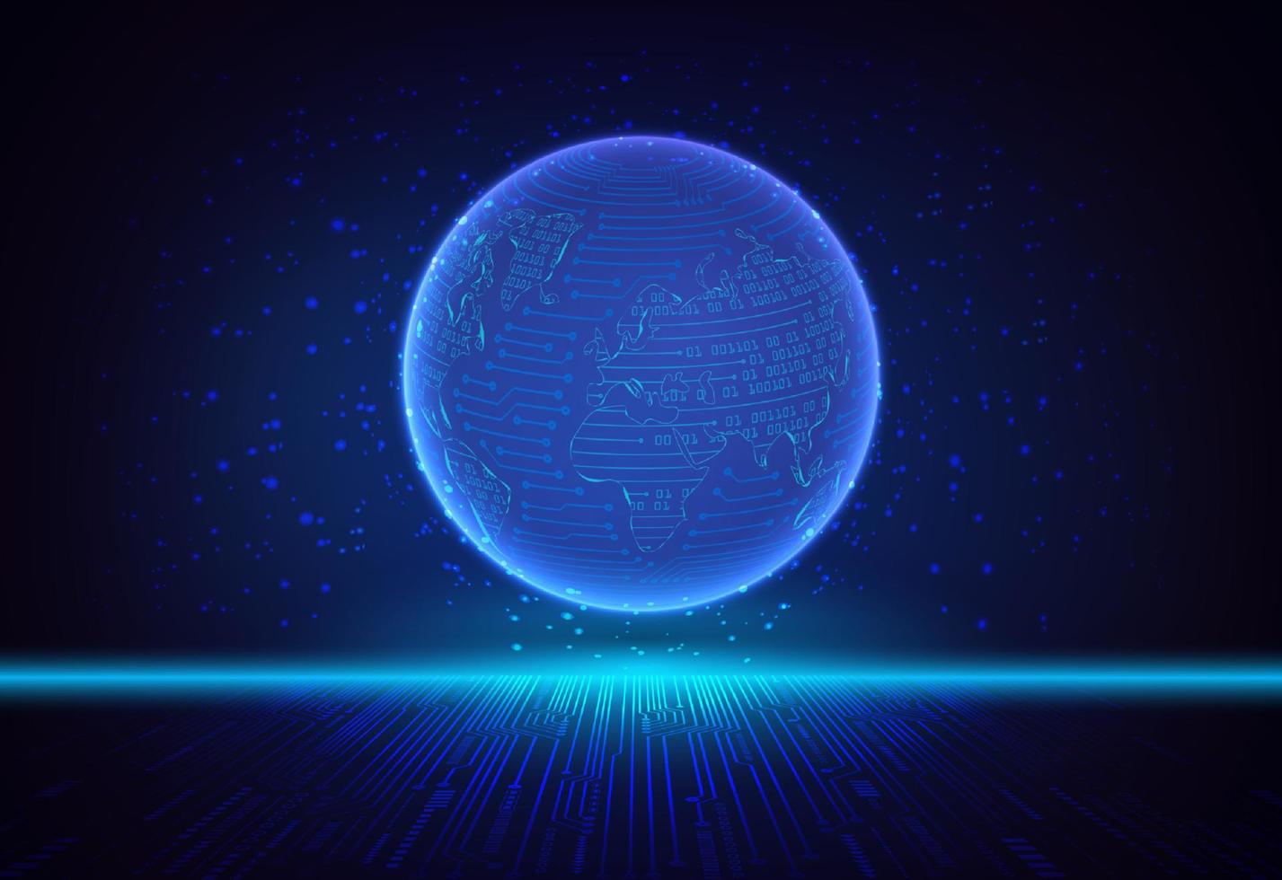 Modern Holographic Globe on Technology Background vector
