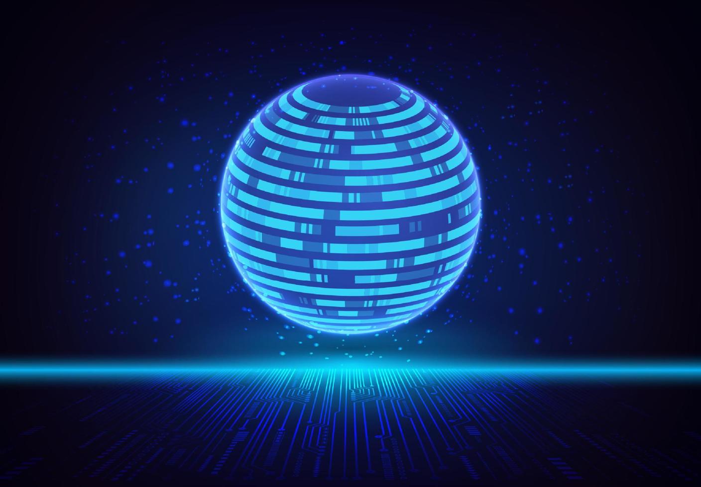 Modern Holographic Globe on Technology Background vector