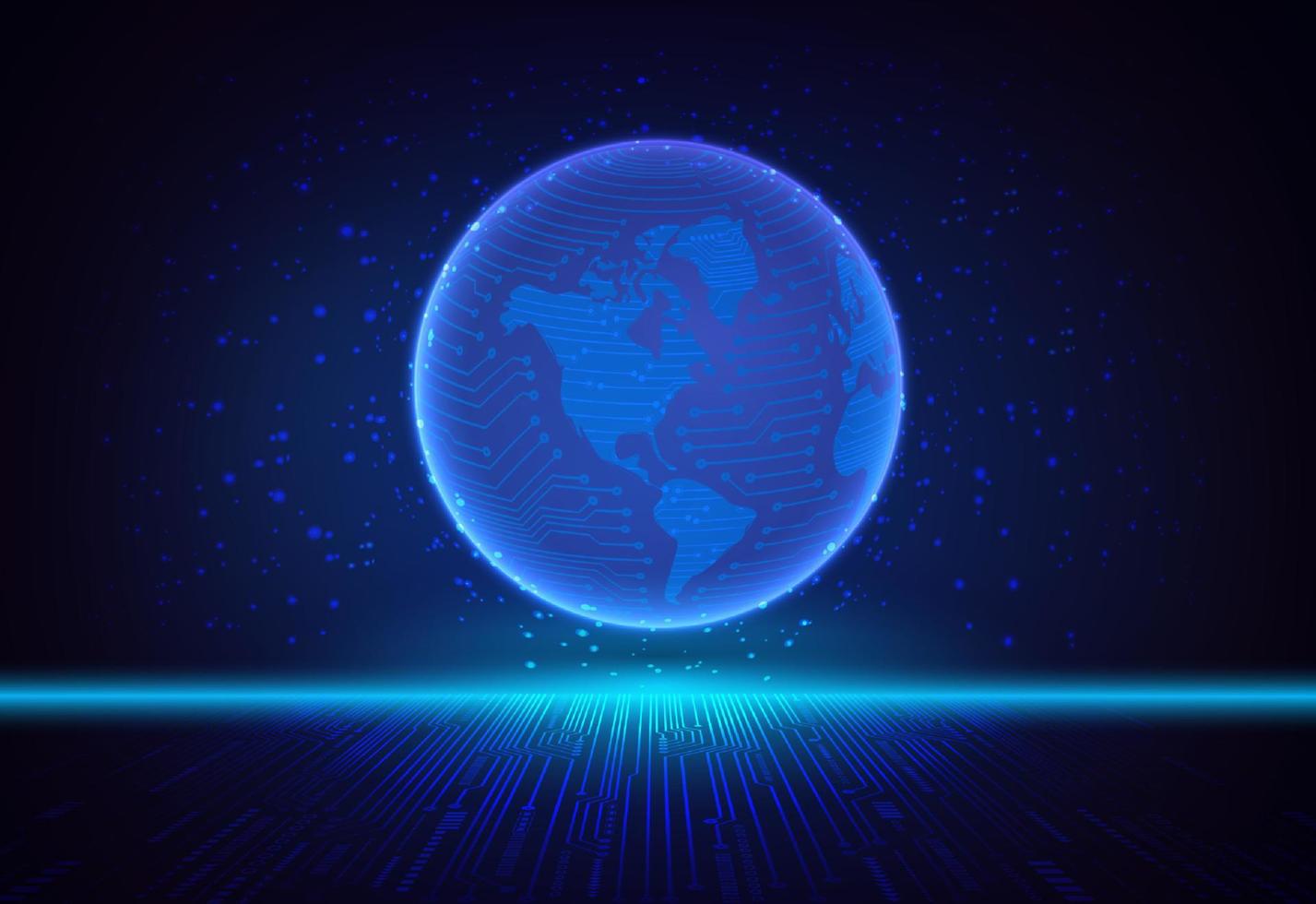 Modern Holographic Globe on Technology Background vector