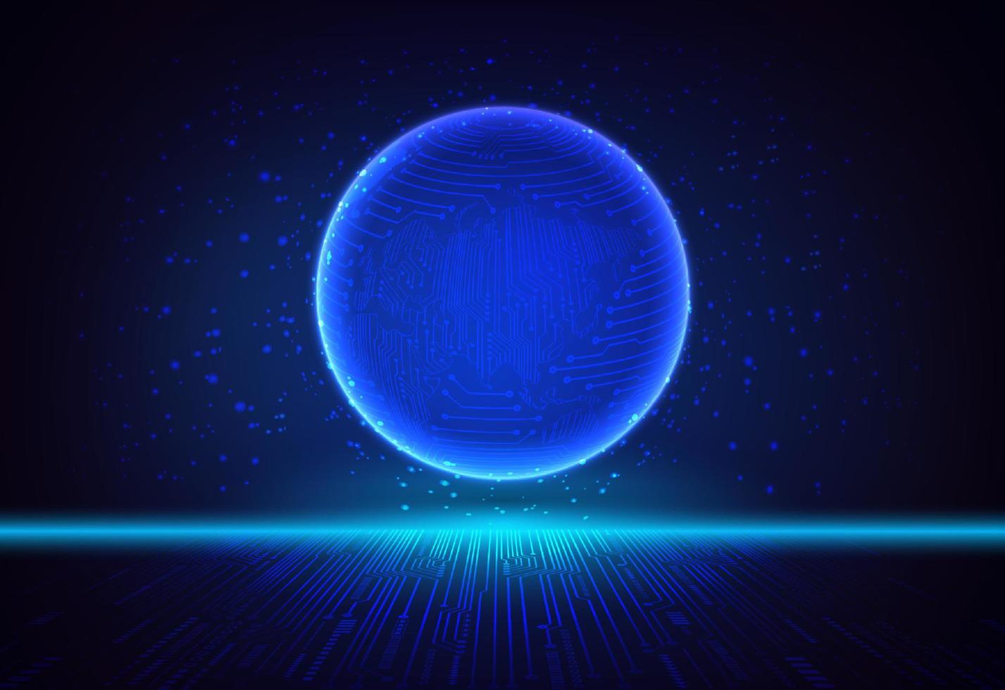 Modern Holographic Globe on Technology Background vector