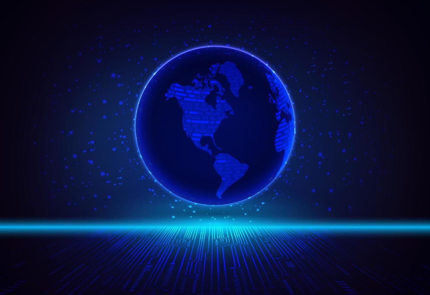 Modern Holographic Globe on Technology Background vector