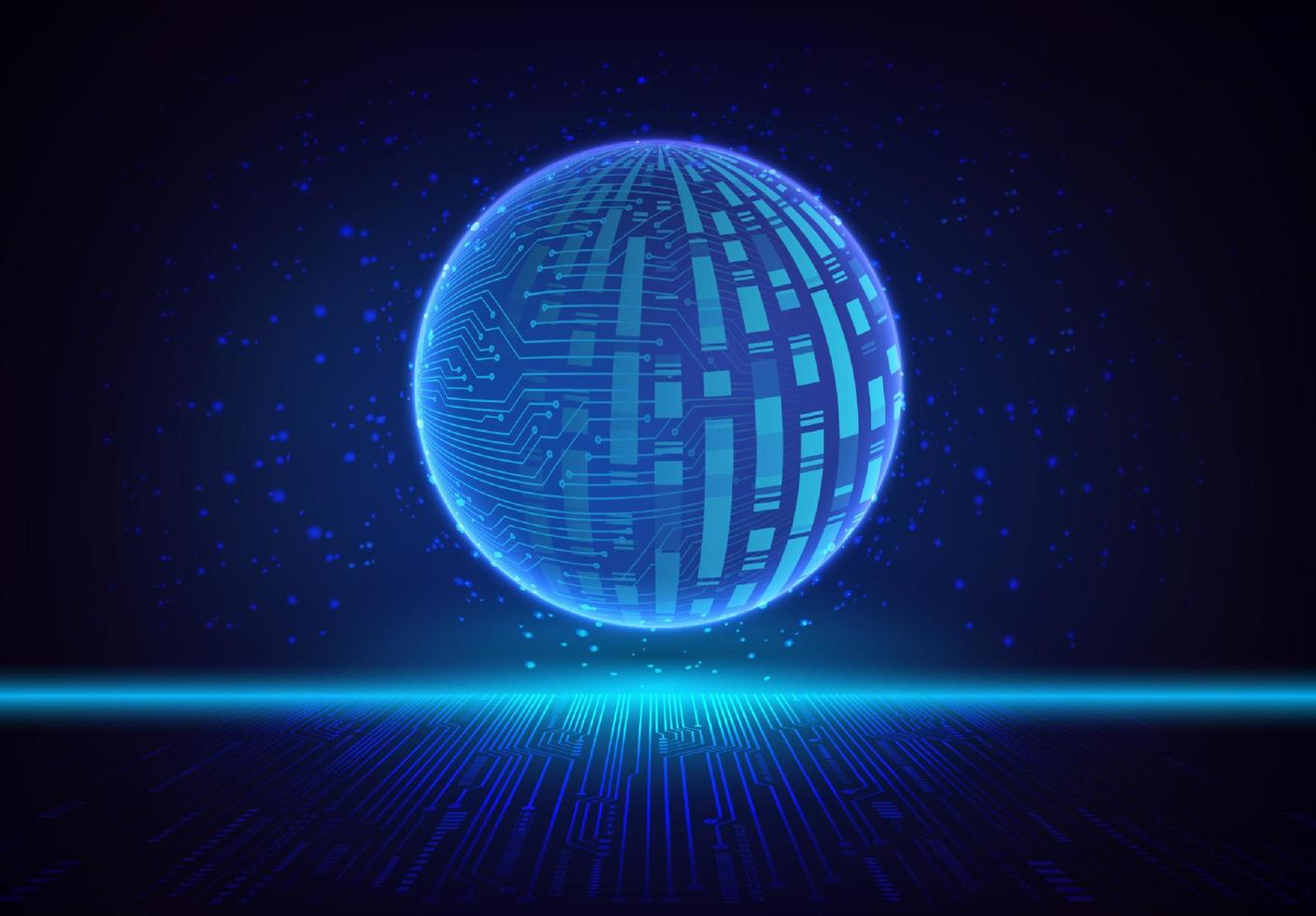 Modern Holographic Globe on Technology Background vector